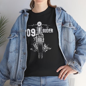 Biker Graphic Tee: Heavy Cotton Motorcycle Rider T-Shirt