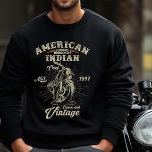 Maglietta unisex a maniche lunghe in stile classico americano, maglietta da motociclista, abbigliamento da motociclista, regalo per motociclisti