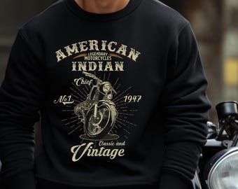 Camiseta de manga comprida unissex estilo americano clássico, camiseta de motociclista, roupa para motociclistas, presente para motociclistas.