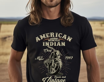 Camiseta gráfica de motocicleta estilo americano vintage