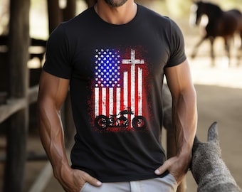 Vintage Vaterländisches Motorrad-T-Shirt | Retro Biker Shirt