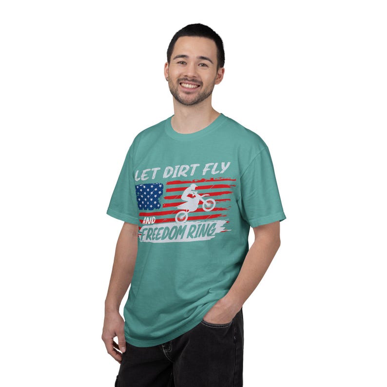 Camiseta de motocross "Let Dirt Fly and Freedom Ring" / Bandera estadounidense imagen 13