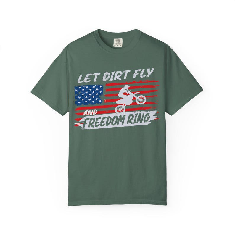Camiseta de motocross "Let Dirt Fly and Freedom Ring" / Bandera estadounidense imagen 4