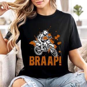 BRAAP! Motorcycle Graphic Tee: Biker Gift, Ring-Spun Cotton