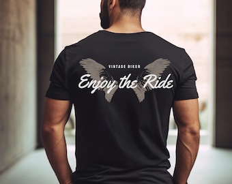 Vintage style Biker T-Shirt, Enjoy the Ride Graphic Tee, 100% Cotton