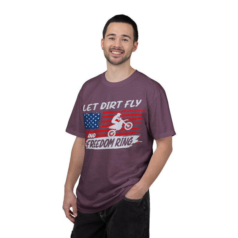 Camiseta de motocross "Let Dirt Fly and Freedom Ring" / Bandera estadounidense imagen 17