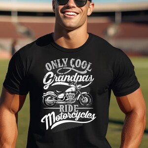 Cool Grandpa Motorcycle Ride T-Shirt, Gift for Bikers, Father&#39;s Day Tee, Unisex Graphic Shirt, Vintage Motorbike Apparel