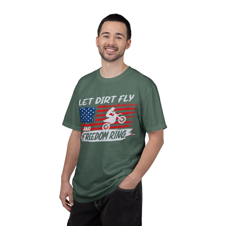 Camiseta de motocross "Let Dirt Fly and Freedom Ring" / Bandera estadounidense imagen 12