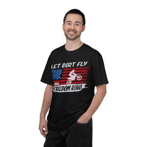 Camiseta de motocross "Let Dirt Fly and Freedom Ring" / Bandera estadounidense imagen 16
