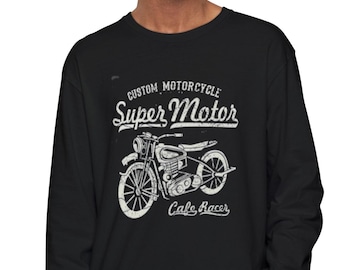 Camiseta de manga larga estilo motociclista vintage - Diseño retro de motociclista