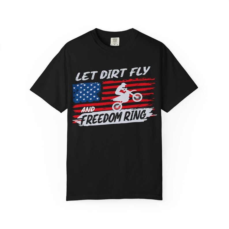 Camiseta de motocross "Let Dirt Fly and Freedom Ring" / Bandera estadounidense imagen 8