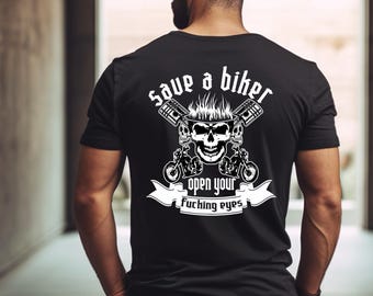 Funny Biker Skull T-Shirt, Retro Motorcycle Rider Tee