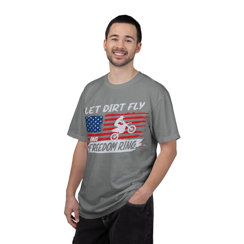 Camiseta de motocross "Let Dirt Fly and Freedom Ring" / Bandera estadounidense imagen 11