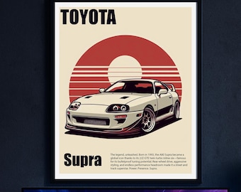 Toyota Supra Sunset Poster: Minimalist JDM Car Art (Digital Download 8x10 PNG)