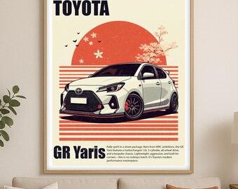 Toyota GR Yaris Sunset Poster: JDM Car Art Print (Digital Download 8x10 PNG 300DPI)
