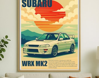 Subaru WRX MK2: Japandi Style JDM Car Art, Digital Download 8x10 PNG