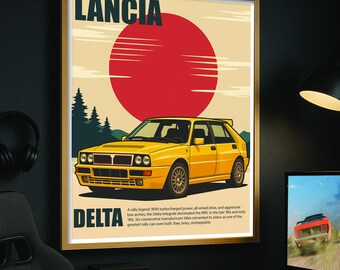 Lancia Delta: Japandi Style JDM Car Art, Digital Download 8x10 PNG