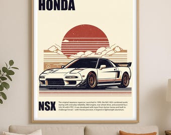 マツダ RX-7 サンセットポスター：ミニマリスト JDM カーアート