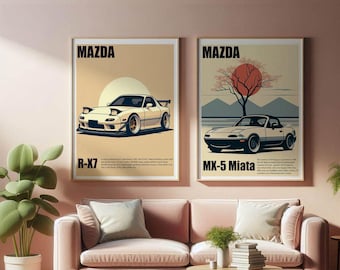 Mazda MX-5 & RX-7 Poster Set: JDM Car Prints (Digital Download)