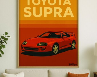 Toyota Supra Retro Poster: JDM Sunset Car Print