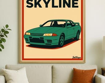 Nissan Skyline Retro Poster: JDM Car Art Print
