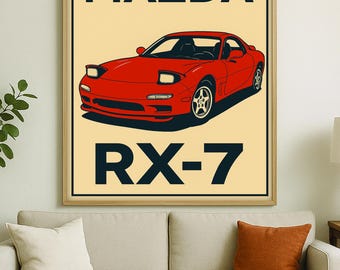 Mazda RX-7 Retro Poster: JDM Lover Car Print