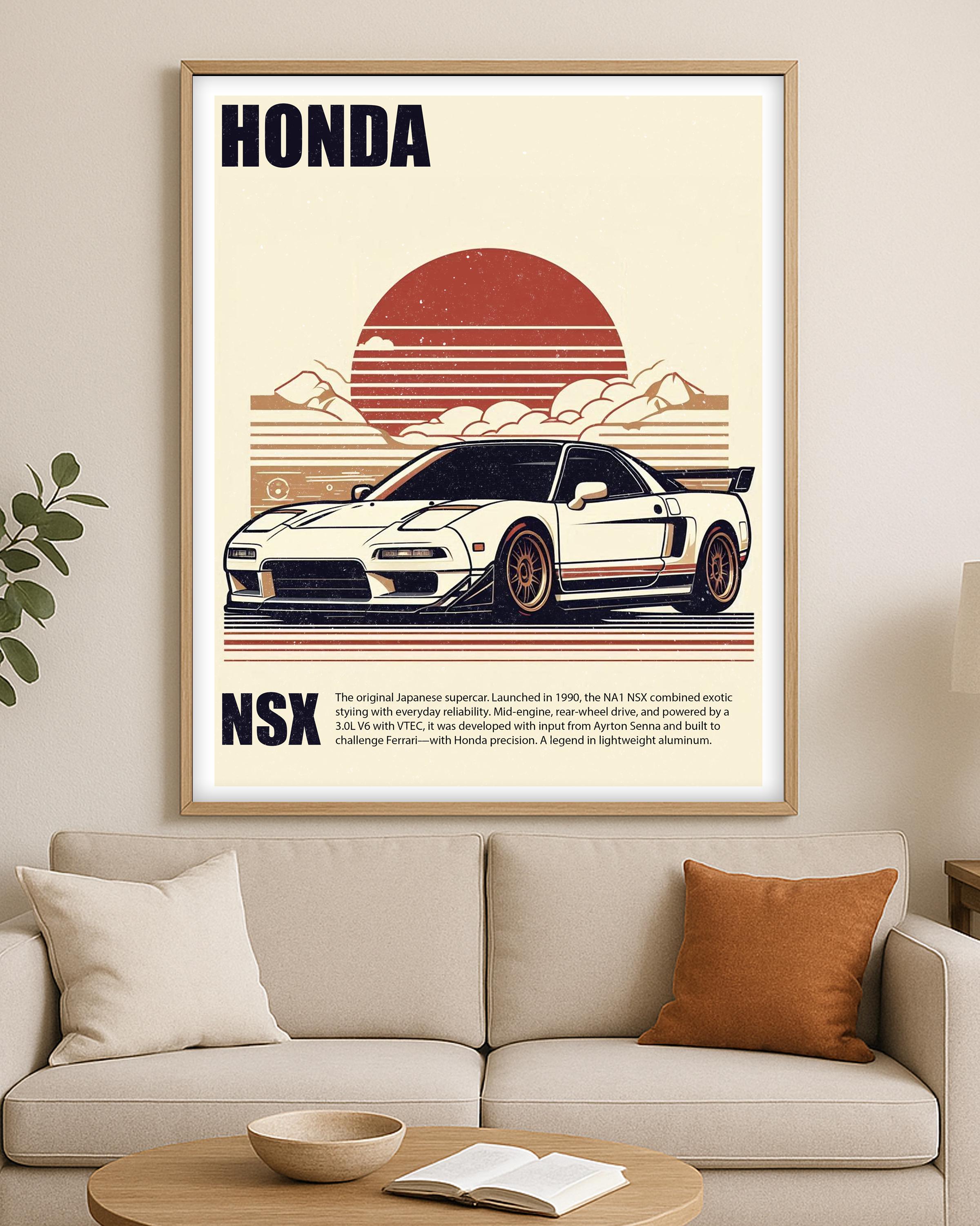 Honda NSX Japandi Poster: Cream Tone JDM Car Art Print - Etsy