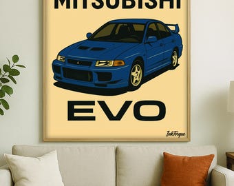 Mitsubishi EVO Retro Poster: JDM Car Print