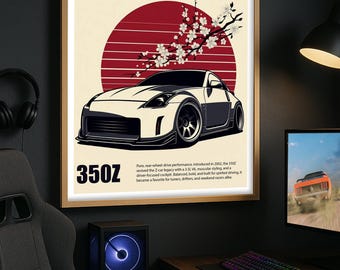 Nissan 350Z Poster: JDM Sunset Car Print