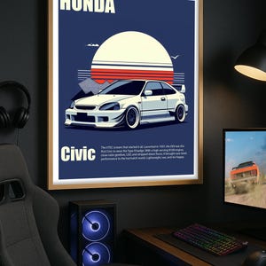 Physical Poster, Car Poster, Honda Civic Type R, JDM Poster for Garage or Office Decor