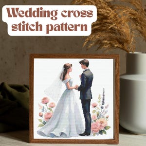 Kit de punto de cruz para boda, punto de cruz DIY, muestrario de boda, patrón de bordado, regalo para novia, decoración del hogar