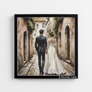 Wedding Day – counted cross stitch pattern of a romantic couple,Counted Cross Stitch, Wedding Day Design, Wedding Cross Stitch, Craft Gift