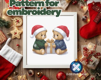 Christmas Bears Cross Stitch Pattern - Whimsical Holiday DIY (PDF Pattern)