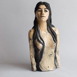 Ceramic Woman’s Sculpture In Raku Technique