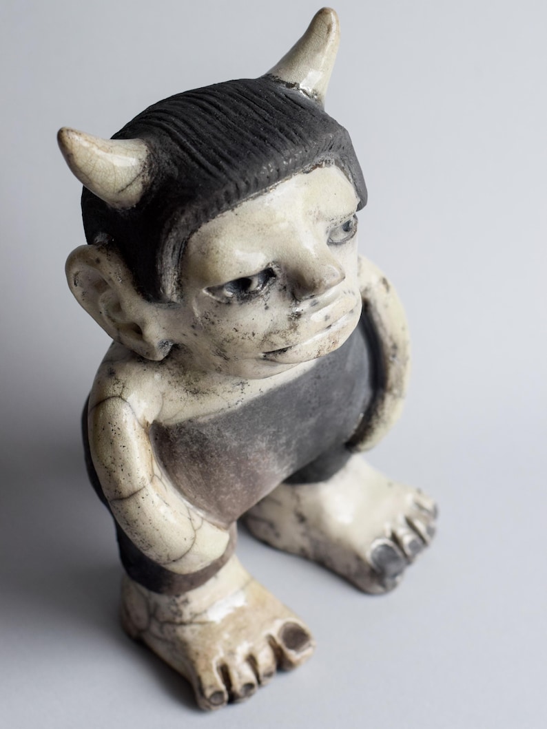 Ceramic Sculpture in Raku Technique Gift Modern Art Ancient Antique ...