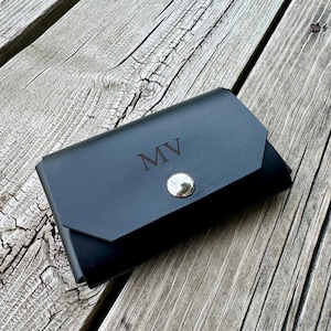 Handmade Italian Leather Card Holder Personalized Business Card Holder Made of Italian Buttero Leather made in USA
