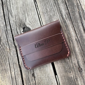 Tarjetero de cuero italiano hecho a mano – Cartera personalizada de cuero Buttero para tarjetas y efectivo – Nombre, iniciales y logotipo grabados a medida