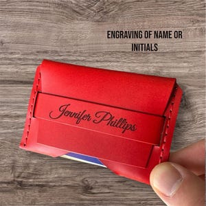 Minimalist  Wallet Personalized Card Holder Ultra Slim Wallet Men&#39;s Wallet Women&#39;s Wallet Italian leather business card holder handmade