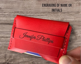 Minimalistische Brieftasche Personalisierter Kartenhalter Ultra Slim Wallet Herren Geldbörse Damen Geldbörse Italienische Leder Visitenkartenhalter handgefertigt
