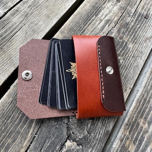Handmade Italian Leather Card Holder Personalized Business Card Holder Made of Italian Buttero Leather made in USA