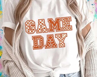 Retro Gameday Football PNG: Orange Team Shirt (Digital Download