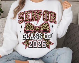 Coquette Senior 2026 PNG: Diseño de camiseta de graduación preppy (descarga digital)