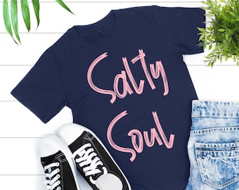 Salty Soul PNG: Boho Beach Clipart, Retro Coastal Design (Digital Download