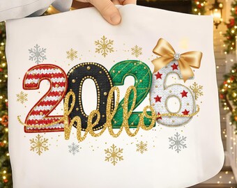 Hola 2026 PNG, Diseño de fiesta de Año Nuevo (Descarga digital)