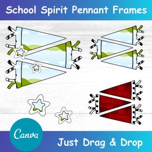 School Spirit Pennant Frame, Mascot Template (Canva PDF)