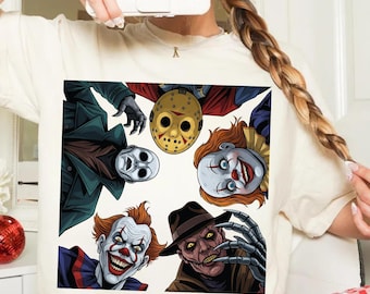Retro Halloween Characters PNG: Spooky Digital File for Sublimation