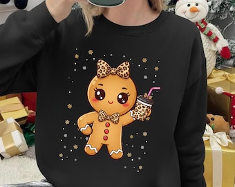Leopardo de jengibre navideño PNG / Gráfico festivo coqueto (Descarga digital)