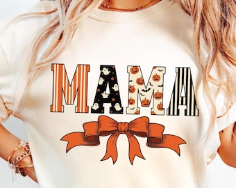 Coquette Halloween Mama Shirt PNG: Retro Spooky Design (Digital Download)