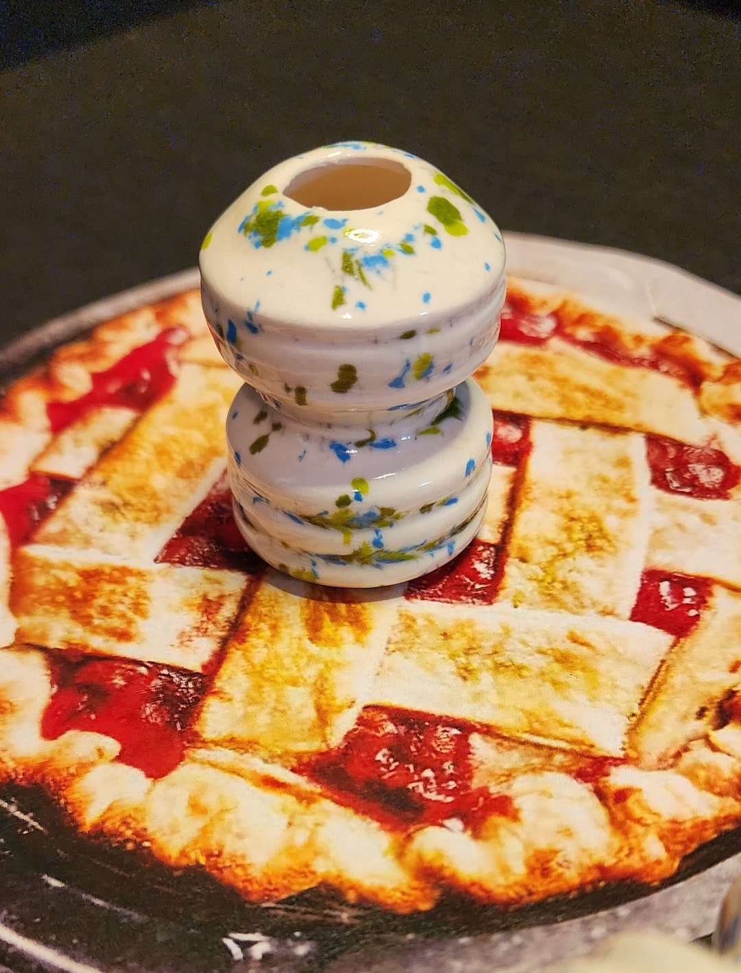Vintage White Speckled Ceramic Pie Vent Etsy