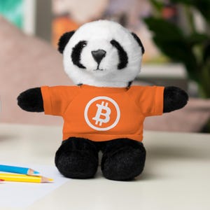 Stuffed Animal with Bitcoin Tee - Adorable Plush Toy, Cryptocurrency Lover Gift, Cute Decor, Kids Collectible, Birthday Present